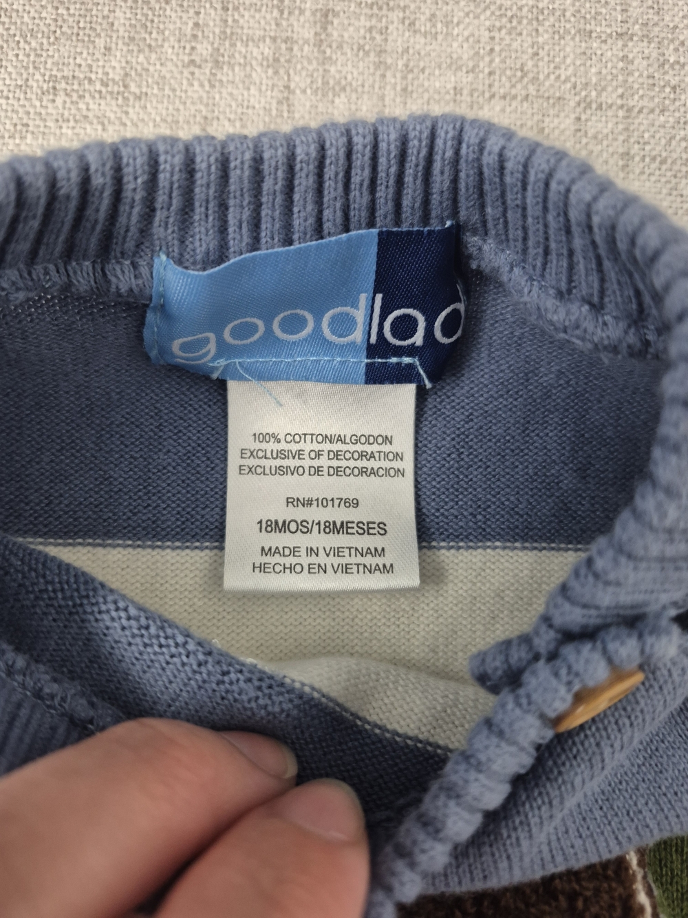 Goodlad Baby Boys 18 Months Knit Moose Romper Blue Striped One-Piece Coverall - Picture 5 of 9